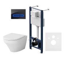 Комплект унитаза с инсталляцией AM.PM Inspire FlashClean IS450A38.501700 с сиденьем Микролифт и Черной клавишей смыва