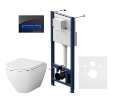 Комплект унитаза с инсталляцией AM.PM Spirit V2.0 FlashClean IS450A38.701700 с сиденьем Микролифт и Черной клавишей смыва