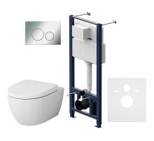 Комплект унитаза с инсталляцией AM.PM Awe IS49051.111738 с сиденьем Микролифт и клавишей смыва Хром