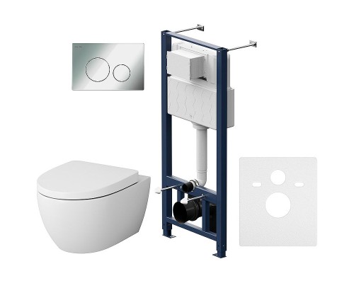 Комплект унитаза с инсталляцией AM.PM Awe IS49051.111738 с сиденьем Микролифт и клавишей смыва Хром