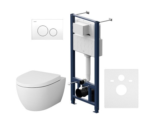 Комплект унитаза с инсталляцией AM.PM Awe IS49001.111738 с сиденьем Микролифт и Белой клавишей смыва