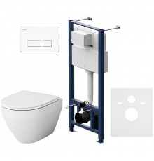 Комплект унитаза с инсталляцией AM.PM Spirit V2.0 FlashClean IS47001.701700 с сиденьем Микролифт и Белой клавишей смыва