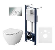 Комплект унитаза с инсталляцией AM.PM Spirit V2.0 FlashClean IS49051.701700 с сиденьем Микролифт и клавишей смыва Хром