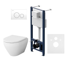 Комплект унитаза с инсталляцией AM.PM Spirit V2.0 FlashClean IS49001.701700 с сиденьем Микролифт и Белой клавишей смыва