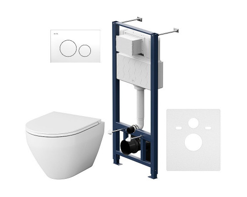 Комплект унитаза с инсталляцией AM.PM Spirit V2.0 FlashClean IS49001.701700 с сиденьем Микролифт и Белой клавишей смыва