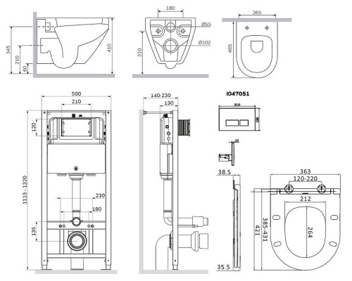 Комплект унитаза с инсталляцией AM.PM Spirit V2.0 CK70HA с сиденьем Микролифт с клавишей смыва Хром с гигиеническим душем и аксессуарами для ванной к