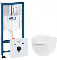 Комплект унитаза AM.PM Awe C111738SC с инсталляцией Grohe Rapid SL 38775001 с сиденьем Микролифт и клавишей смыва Хром