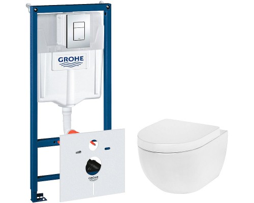 Комплект унитаза AM.PM Awe C111738SC с инсталляцией Grohe Rapid SL 38775001 с сиденьем Микролифт и клавишей смыва Хром