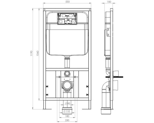 Комплект унитаза с инсталляцией SantiLine SL-5004MB+SL-04 с сиденьем Микролифт и Черной матовой клавишей смыва