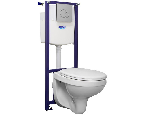 Комплект унитаза с инсталляцией Santeri Альфа 1.3815.9.S00.00B.0 с сиденьем и клавишей смыва Хром