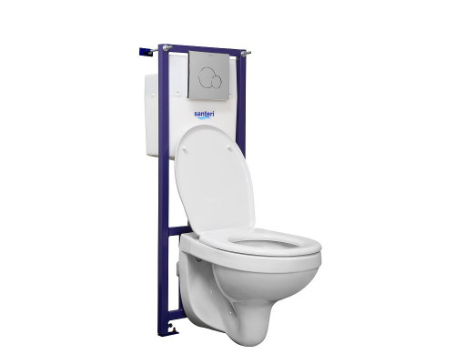 Комплект унитаза с инсталляцией Santeri Альфа 1.3816.4.S00.00B.0 с сиденьем Микролифт и клавишей смыва Хром