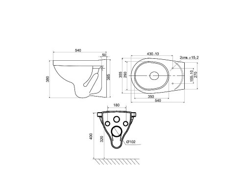 Комплект унитаза с инсталляцией Santeri Альфа 1.3816.4.S00.00B.0 с сиденьем Микролифт и клавишей смыва Хром