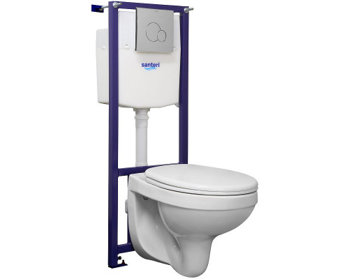 Комплект унитаза с инсталляцией Santeri Альфа 1.3816.4.S00.00B.0 с сиденьем Микролифт и клавишей смыва Хром