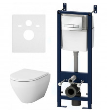 Комплект унитаза с инсталляцией AM.PM Sprit FlashClean IS30201.701700 с сиденьем Микролифт и Белой клавишей смыва