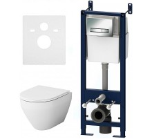 Комплект унитаза с инсталляцией AM.PM Sprit FlashClean IS30251.701700 с сиденьем Микролифт и клавишей смыва Хром