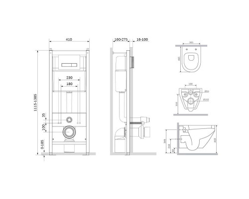 Комплект унитаза с инсталляцией AM.PM Sprit FlashClean IS30251.701700 с сиденьем Микролифт и клавишей смыва Хром