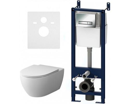 Комплект унитаза с инсталляцией AM.PM Awe FlashClean IS30251.111700 с сиденьем Микролифт и клавишей смыва Хром