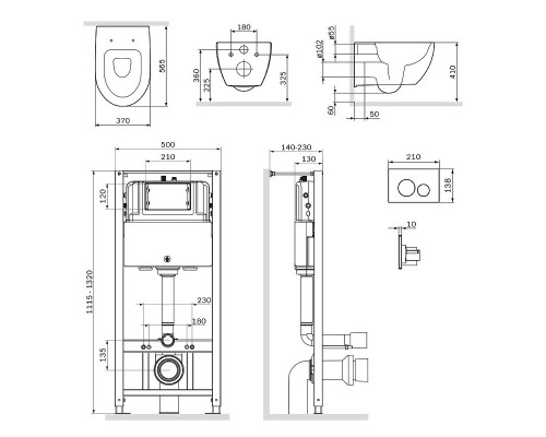 Комплект унитаза с инсталляцией AM.PM Awe FlashClean IS49001.111700 с сиденьем Микролифт и Белой клавишей смыва