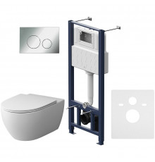 Комплект унитаза с инсталляцией AM.PM Awe FlashClean IS49051.111700 с сиденьем Микролифт и клавишей смыва Хром