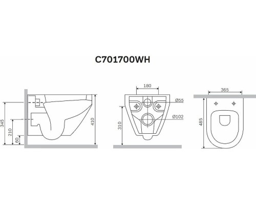 Комплект унитаза AM.PM Spirit FlashClean C701700WH + C707857WH с инсталляцией Grohe Rapid SL 38721001 с сиденьем Микролифт и клавишей смыва Хром