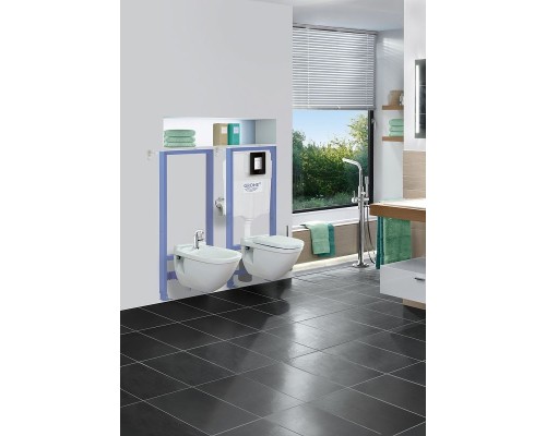 Комплект унитаза AM.PM Spirit FlashClean C701700WH + C707857WH с инсталляцией Grohe Rapid SL 38775001 с сиденьем Микролифт и клавишей смыва Хром