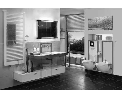 Комплект унитаза AM.PM Spirit FlashClean C701700WH + C707857WH с инсталляцией Grohe Rapid SL 38775001 с сиденьем Микролифт и клавишей смыва Хром