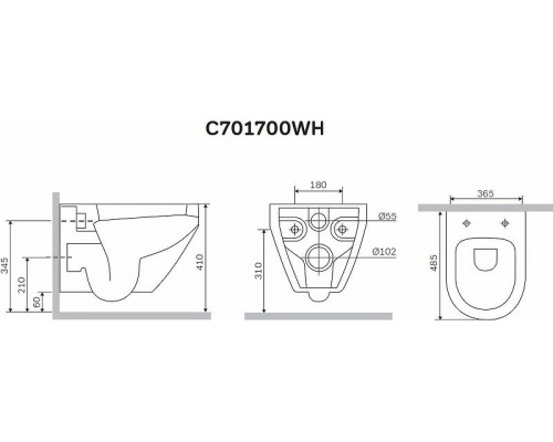 Комплект унитаза AM.PM Spirit FlashClean C701700WH + C707857WH с инсталляцией Viega Prevista Dry 8524.14 792596 с сиденьем Микролифт и клавишей смыва Хром