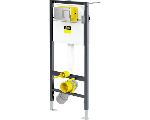 Комплект унитаза AM.PM Spirit FlashClean C701700WH + C707857WH с инсталляцией Viega Prevista Dry 8524.14 792596 с сиденьем Микролифт и клавишей смыва Хром