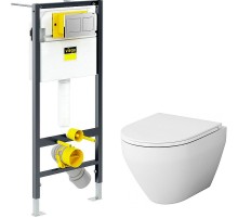 Комплект унитаза AM.PM Spirit FlashClean C701700WH + C707857WH с инсталляцией Viega Prevista Dry 8524.14 792596 с сиденьем Микролифт и клавишей смыва Хром