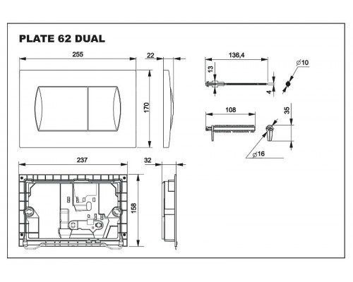 Комплект унитаза с инсталляцией Roca Mateo 893100010 с сиденьем Микролифт и клавишей смыва Хром