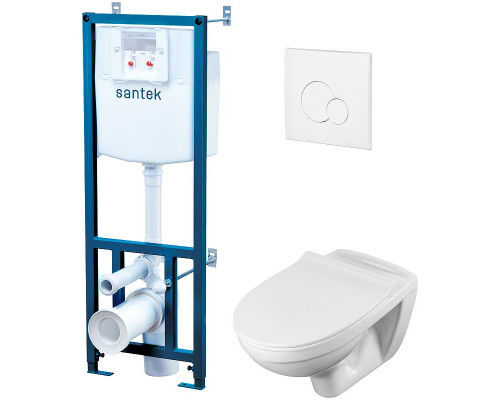 Комплект унитаза с инсталляцией Santek Бореаль Пэк 1WH302464 с сиденьем Микролифт и Белой клавишей смыва