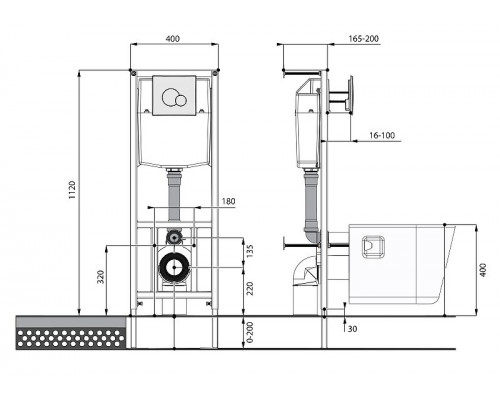 Комплект унитаза с инсталляцией Santek Бореаль Пэк 1WH302464 с сиденьем Микролифт и Белой клавишей смыва