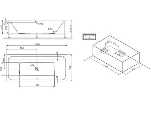 Каркас для ванны AM.PM Inspire V2.0 170x75 W52A-170-075W-R Серый
