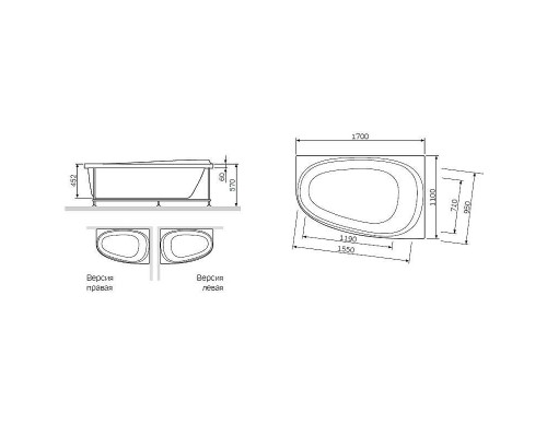 Каркас для ванны AM.PM Like 170x110 R W80A-170R110W-R Серый