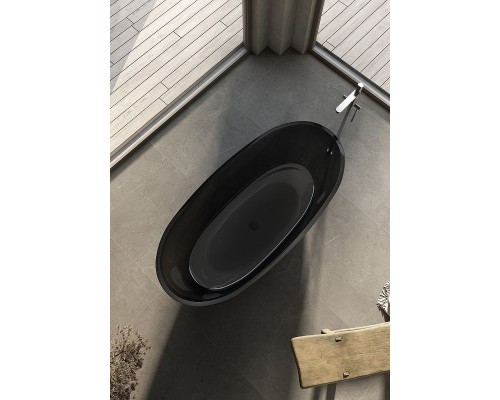 Ванна из полиэфирной смолы Abber Kristall 165х78 AT9701Onyx Черная без гидромассажа