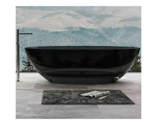 Ванна из полиэфирной смолы Abber Kristall 180х85 AT9702Onyx Черная без гидромассажа