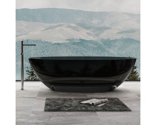 Ванна из полиэфирной смолы Abber Kristall 180х85 AT9702Onyx Черная без гидромассажа