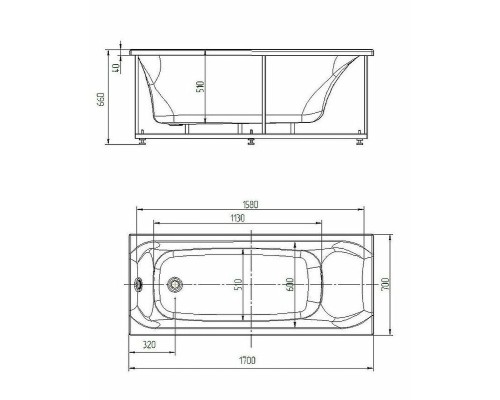 Акриловая ванна Aquatek Афродита 170x70 AFR170-0000045 без гидромассажа без панелей с каркасом (разборный) со слив-переливом