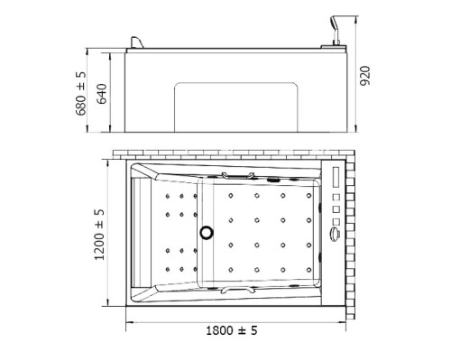 Акриловая ванна Orans 120x180 R 65105r0 с гидромассажем