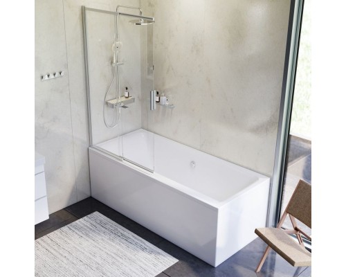 Комплект акриловой ванны AM.PM Inspire V2.0 180x80 WK52EB без гидромассажа с душевой системой со шторкой и аксессуарами