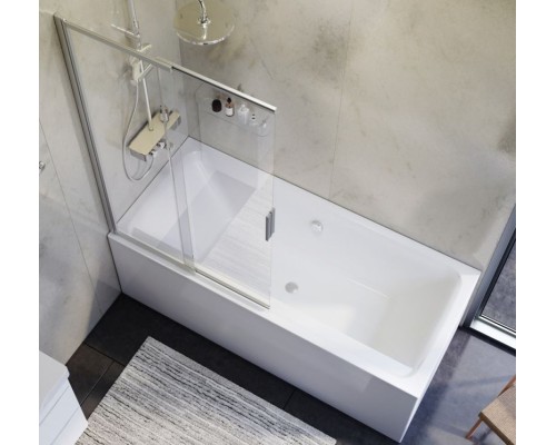 Комплект акриловой ванны AM.PM Inspire V2.0 180x80 WK52EB без гидромассажа с душевой системой со шторкой и аксессуарами