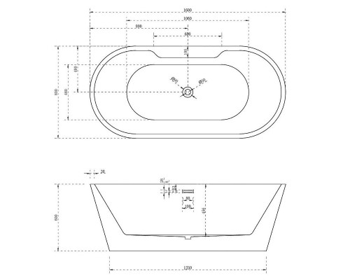 Акриловая ванна Abber AB9299-1.6 160х80 без гидромассажа