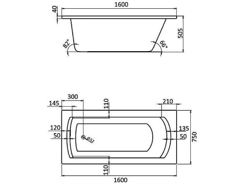 Акриловая ванна Santek Монако XL 160х75 1WH111978 без гидромассажа