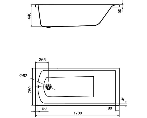 Акриловая ванна Santek Фиджи 170х75 1WH501596 без гидромассажа