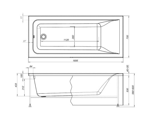 Акриловая ванна Aquanet Bright 170x70 267835 без гидромассажа