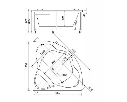 Акриловая ванна Aquatek Галатея 135х135 GAL135-0000022 без гидромассажа с фронтальной панелью с каркасом (разборный) со слив-переливом