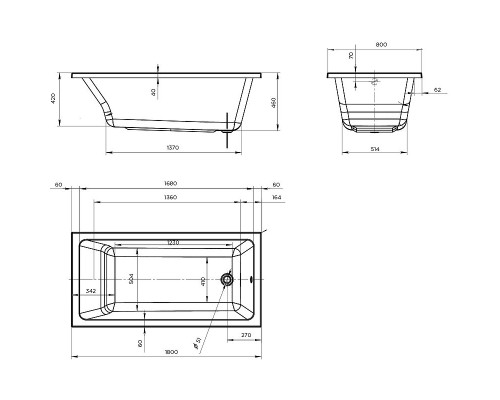 Акриловая ванна Marka One Bianca 180х80 01бья1880 без гидромассажа
