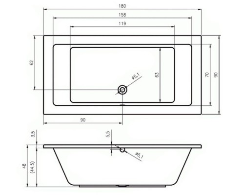 Акриловая ванна Riho Lusso 180x90 B026001005 (BA7700500000000) без гидромассажа
