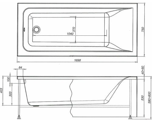 Акриловая ванна Aquanet Bright 170х75 233141 без гидромассажа