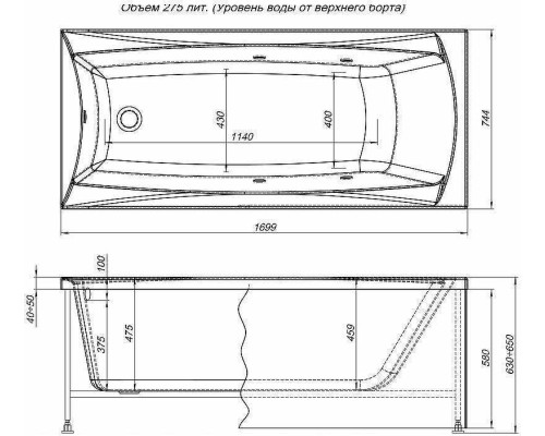 Акриловая ванна Aquanet Cariba 170x75 205350 без гидромассажа